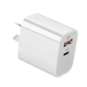 Adaptor pengisi daya cepat untuk iPhone 15 14 13 12 11 Samsung Xiaomi QC 3.0, pengisi daya Cepat Ponsel 2 port PD 30W EU US UK AU