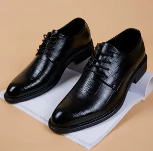 Best selling Men's Classic Modern Formal Genuine Cowhide Leather Lace Up Dress Wedding Shoes