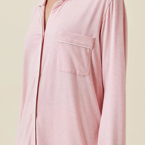 Women's Cozy Knit Pajamas Set Long Sleeve Lapel Button-Down Top Full Length Pants Loungewear Turn-down Collar Soft <strong>Pyjama</strong> - Product Image 4