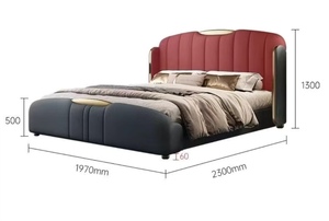 Venta al por mayor de muebles de <span class=keywords><strong>dormitorio</strong></span> minimalistas franceses cama de cuero ligera de lujo cama de cuero italiano impermeable camas tapizadas hogar - Product Image 5