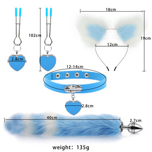 Nouveauté Jouets sexuels pour adultes Jeu sexuel BDSM pour hommes et femmes Pince à tétons 4 pièces Ensemble queue de renard multicolore - Product Image 2
