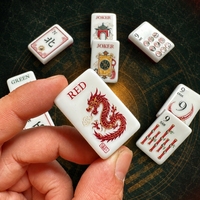Ensemble de Mahjong Portable de Luxe Moderne en Acrylique, 160 Tuiles, Motifs Floraux Dragon et Phénix Chinois, pour 4 Joueurs, Soirée de Jeu en Famille
