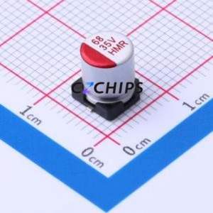 Condensateur électrolytique hybride solide-liquide en aluminium SMD, 118EC249, D6.3xL7.7mm, 68uF, 20%, 35V - Product Image 1