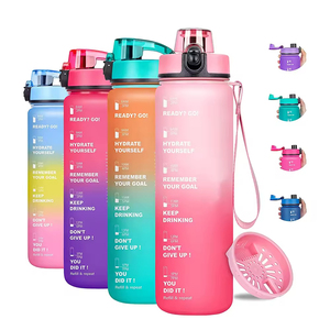 ขวดน้ำพลาสติก Tritan ปลอดสาร BPA ขนาด 32 ออนซ์ สำหรับออกกำลังกายและเล่นกีฬา พร้อมตัวบอกเวลา ป้องกันการรั่วซึม ฝาเปิดแบบพลิก - Product Image 4