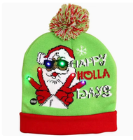 Cappello Natalizio in Maglia Acrilica con Luci LED, Cappello di Babbo Natale Luminoso per Adulti e Bambini