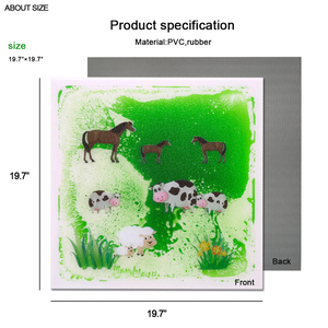 Jouets Montessori pour enfants, tapis sensoriels liquides imprimés d'animaux, tapis sensoriels liquides pour soulager l'anxiété, carreaux de sol liquides sensoriels pour l'autisme - Product Image 2