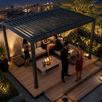 Pergola en aluminium 10x15 pieds avec toit à lames orientables, gazebo imperméable motorisé, pavillon moderne pour jardin, prix de gros, taille personnalisée