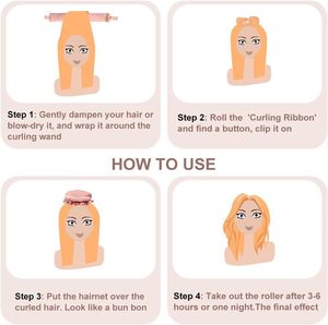 Rizador de pelo sin calor, rizos, varillas <span class=keywords><strong>para</strong></span> la noche, sin rizadores de calor <span class=keywords><strong>para</strong></span> dormir en un juego de rodillos de pelo suave sin calor con rodillos de pelo con Clip - Product Image 4