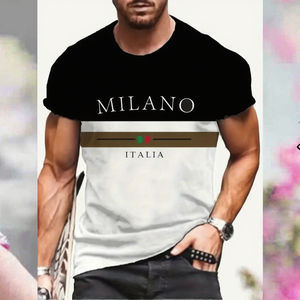 T-shirts tendance décontractés pour hommes grandes tailles, 100 % polyester tissé, imprimé numérique, jaune vert animal, respirant, séchage rapide - Product Image 3