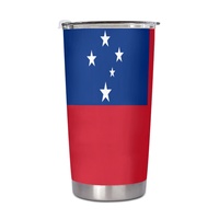 Gobelet isotherme en acier inoxydable de 20 oz avec drapeau national de Samoa imprimé sur mesure, tasse réutilisable isolée pour la maison, le bureau et la salle de sport
