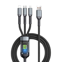 Cable de Carga Rápida 3 en 1 de 100W con Conectores Micro-USB, Revestimiento de Nailon Resistente y Blindaje Trenzado de 2m para Teléfonos Móviles