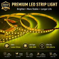 RAYMATES UL Fleksibel 16.4ft Lemon Yellow SMD 2835 120 LED/m DC12V Unit Potong 25mm Lampu Strip LED Pencahayaan Dalam Ruangan untuk Rumah
