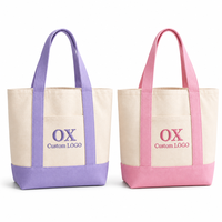Sac fourre-tout en toile brodé personnalisé, sac à main pastel avec poche avant pour femme, voyage, plage, été, shopping