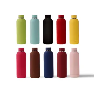 Soft Touch Hot Sale 2024 New 304 201 Double Wall Stainless Steel Small Mouth Drinking Water Bottles 350 Ml Rubber Coating Bottle
