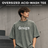 T-shirt Homme Oversize Vintage Délavé 250 GSM Épaules Tombantes Effet Acide Impression Personnalisée Streetwear Rétro Coton