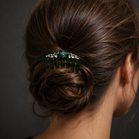 Peigne latéral de luxe en éco-acétate avec strass, fleur scintillante en cristal, style français, accessoires de cheveux de fête faits à la main de haute qualité