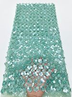 Tissu en dentelle de tulle 3D luxueux et coloré, orné de perles et de sequins brodés, idéal pour les robes de mariée nigérianes Asoebi