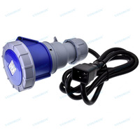 Câble d'extension d'alimentation industriel étanche IEC 60320 C20 à 32A 2P+PE IEC 60309 IP67 bleu