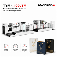 Máquina Automática de Estampagem a Quente e Corte e Vinco em Linha com Alimentação por Bobina 1400mm para Sacolas de Papel em Uma Passagem TYM-1400JTM 9000s/h