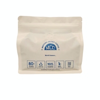 Sac à café personnalisé de qualité supérieure à fond plat avec valve unidirectionnelle et fermeture éclair à sécurité enfant, plus une encoche de déchirement pratique