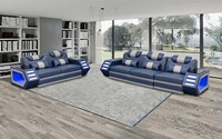 Canapé d'angle en cuir véritable de haute qualité pour maison intelligente, ensemble 1+2+3 places avec rembourrage en éponge pour salon