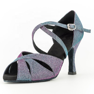 Evkoodance 1019 femmes professionnel salle de bal chaussures de danse latine nouvelle marque brillant daim matériel talon cubain belle <span class=keywords><strong>Salsa</strong></span> - Product Image 1