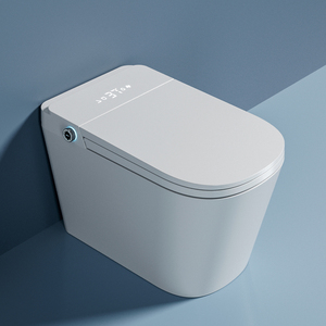 WC intelligent moderne allongé à poser au sol avec siège chauffant, télécommande incluse, chasse d'eau automatique, conception monobloc - Product Image 2