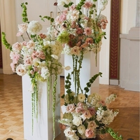 Susunan Bunga Bola C-705 Putih Pink Hijau Floral, Bunga Calla Lily Buatan, Dekorasi Tengah Meja Pernikahan untuk Bridal Shower