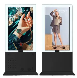 Layar transparan ultra tipis gaya baru mode 55 inci layar papan iklan Digital dua sisi layar LCD