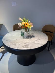 <span class=keywords><strong>Table</strong></span> à manger ronde pivotante en céramique de style nordique médiéval, design italien minimaliste moderne de luxe, assemblage requis - Product Image 6