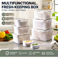 Lot de 5 boîtes de conservation hermétiques pour fruits et légumes avec passoire amovible pour l'organisation des produits frais