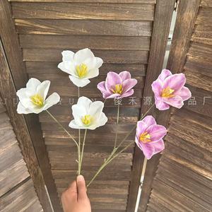 Flores Artificiales de Tulipán de Tres Cabezas Junheyuan, de Plástico y Seda, para Decoración de Bodas y Hogar, Impresas en 3D, Tela Mate - Product Image 4