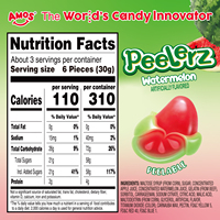 Bonbons à peler Amos Peelerz, saveur pastèque, halal, bonbons gélifiés aux fruits pelables