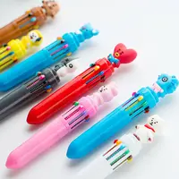 Karikatür sevimli işaretleyici hediye kalem 10 renk kalem çok renkli plastik karikatür kalem