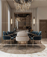 Table à manger 12 places places et chaises Mobilier italien de style luxe léger personnalisé Table à manger en marbre 12 places
