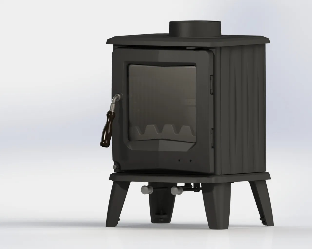 Estufa de leña independiente, chimenea de calefacción central, estufa de leña de hierro fundido rústico