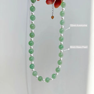 天然アベンチュリンパールチョーカービーズネックレス感情的な癒しグリーンジェムストーンジュエリーエレガントなデザインクリスマスギフト - Product Image 6
