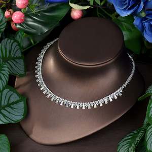 HIBRIDE Baguette Cubic Zirconia Necklace Earring Bracelets Rings Dubai <b>Bride</b> 4-piece <b>Jewelry</b> <b>Sets</b> <b>for</b> Women <b>Wedding</b> Party N-1748 - Product Image 5