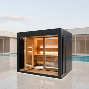 Sauna extérieur en bois de cèdre massif, design moderne, pour jardin - Product Image 1