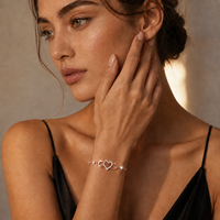 Bracelet de mariée élégant en or rose avec cœur infini en moissanite, certificat DVVS GRA, vente en gros d'usine, bracelets pour femmes