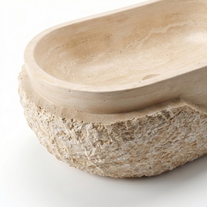 Bañeras Ovaladas Modernas de Lujo Hechas a Medida, Exclusivas de Travertino Blanco Crema, Independientes, para Baño, Villa, Hotel, Casa - Product Image 6