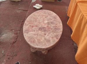 Tavolino da salotto in pietra naturale di quarzo rosa fatto a mano tavolino da salotto in onice rosa - Product Image 2