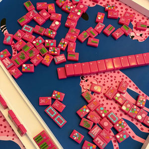 Juego de Fichas de Mahjong Americanas Rosa Intenso, 160 Piezas de Acrílico, Grabado en Forma de <span class=keywords><strong>Estrella</strong></span>, con Tapete de Regalo - Product Image 4