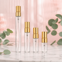 Vente en gros de flacons vaporisateurs de parfum de voyage de 2 ml, 3 ml, 5 ml, 10 ml, flacons de parfum en verre en forme de cylindre avec bouchon vaporisateur