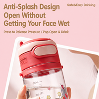 Bouteille d'eau en plastique de qualité alimentaire de 580 ml avec couvercle anti-éclaboussures à ouverture rapide, paille en silicone, conception anti-fuite et facile à nettoyer pour enfants