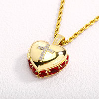 Collier de boîte photo multicouche en forme de coeur DIY Flipping Heart Pendentif croix personnalisé