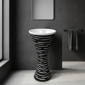 Lavabo en céramique de qualité export, forme œuf, avec piédestal complet, pour salle de bain d'hôpital ou d'hôtel, articles sanitaires - Product Image 2