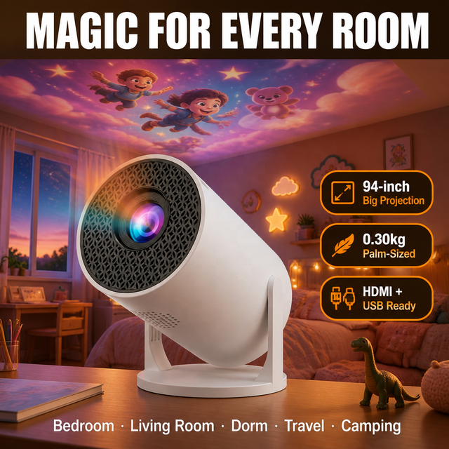 Portable 720P Mini Projector 1280 by 720 LED Movie Projector Supports 1080P Input HDMI 2.0 TYPE C 30000 Hours for Home Use