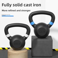 Kettlebell de musculation à domicile en fonte, noir mat, à base plate, avec poignée large, codée par couleur, en gros, de 4 à 28 kg, en lots de 2 kg