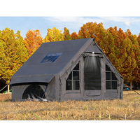 Tente de camping gonflable camouflage double couche 6,3+7,2 mètres carrés, auvent extensible, imperméable 3000MM, quatre saisons, portable